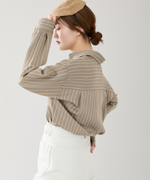 IENA（イエナ）の「サテン ストライプ シャツ（シャツ/ブラウス・レディース・ブラウン/アイボリー・FREE）」の19枚目の写真