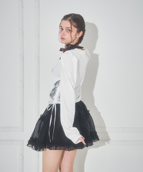 Lovilyn（ラヴィリン）の「キラキラロゴガーリーゲームシャツ（Tシャツ/カットソー・レディース・ブラック/サックスブルー/ホワイト・FREE）」の5枚目の写真