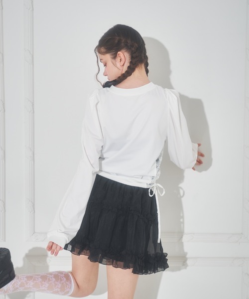 Lovilyn（ラヴィリン）の「キラキラロゴガーリーゲームシャツ（Tシャツ/カットソー・レディース・ブラック/サックスブルー/ホワイト・FREE）」の6枚目の写真