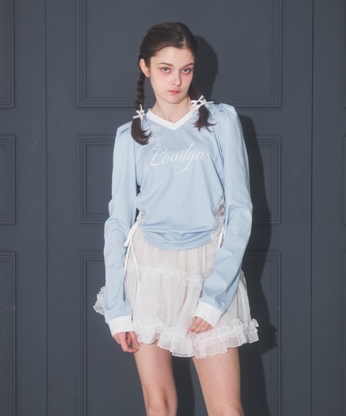 Lovilyn（ラヴィリン）の「キラキラロゴガーリーゲームシャツ（Tシャツ/カットソー・レディース・ブラック/サックスブルー/ホワイト・FREE）」の22枚目の写真