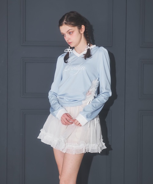 Lovilyn（ラヴィリン）の「キラキラロゴガーリーゲームシャツ（Tシャツ/カットソー・レディース・ブラック/サックスブルー/ホワイト・FREE）」の13枚目の写真