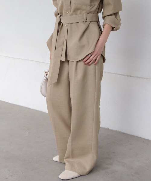 Bab(バブ)の「【セットアップ対応】ツイードタックワイドパンツ(スラックス・レディース・ブルー/モカ・M)」の10枚目の写真