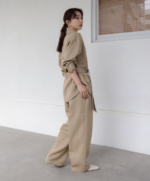 Bab(バブ)の「【セットアップ対応】ツイードタックワイドパンツ(スラックス・レディース・ブルー/モカ・M)」の11枚目の写真