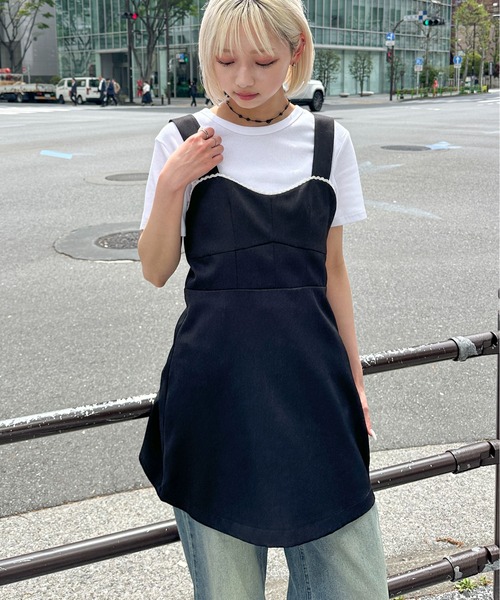 PILIT（ピリット）の「ビスチェライク Aラインジャンパースカート（ワンピース・レディース・ブラック/グレー・MEDIUM）」の2枚目の写真