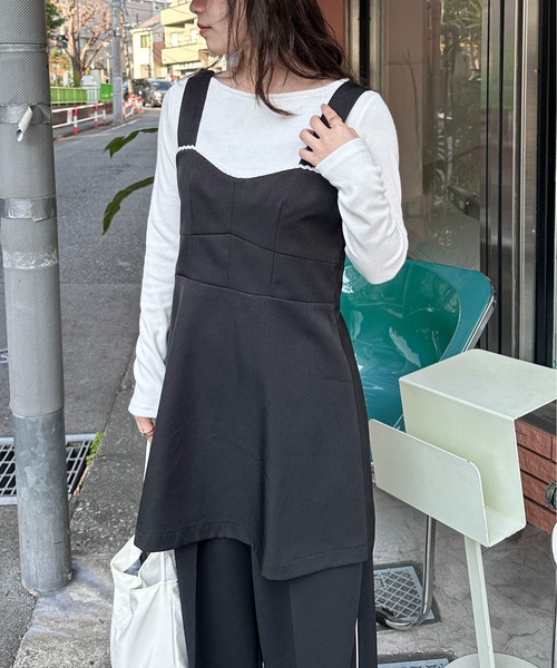 PILIT（ピリット）の「ビスチェライク Aラインジャンパースカート（ワンピース・レディース・ブラック/グレー・MEDIUM）」の16枚目の写真