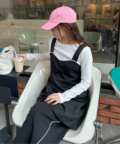 PILIT（ピリット）の「ビスチェライク Aラインジャンパースカート（ワンピース・レディース・ブラック/グレー・MEDIUM）」の21枚目の写真