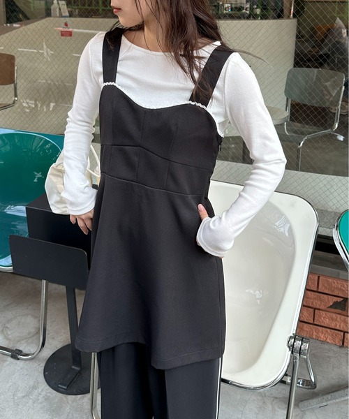 PILIT（ピリット）の「ビスチェライク Aラインジャンパースカート（ワンピース・レディース・ブラック/グレー・MEDIUM）」の22枚目の写真