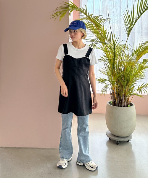 PILIT（ピリット）の「ビスチェライク Aラインジャンパースカート（ワンピース・レディース・ブラック/グレー・MEDIUM）」の10枚目の写真