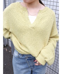 Ungrid | スリットネックスラブルーズニット(ニット/セーター)