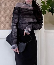 ROYAL PARTY | ラメチュールレイヤードシアートップス(Tシャツ/カットソー)