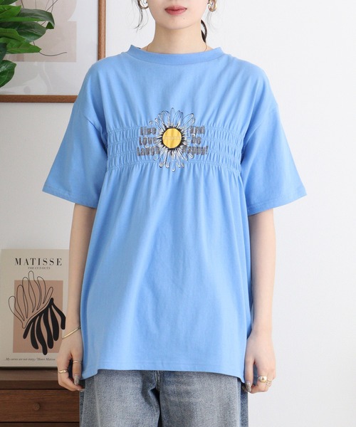 Arinomama(アリノママ)の「USAコットン シャーリングフラワー&ロゴT(Tシャツ/カットソー・レディース・チャコールグレー/アイボリー/ライトピンク/ライトブルー・FREE)」の21枚目の写真
