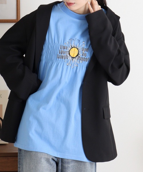 Arinomama(アリノママ)の「USAコットン シャーリングフラワー&ロゴT(Tシャツ/カットソー・レディース・チャコールグレー/アイボリー/ライトピンク/ライトブルー・FREE)」の14枚目の写真