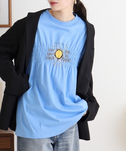 Arinomama(アリノママ)の「USAコットン シャーリングフラワー&ロゴT(Tシャツ/カットソー・レディース・チャコールグレー/アイボリー/ライトピンク/ライトブルー・FREE)」の15枚目の写真