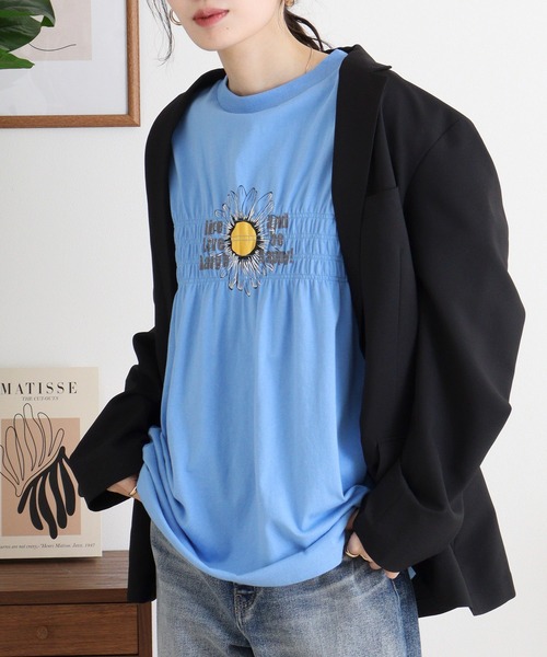 Arinomama(アリノママ)の「USAコットン シャーリングフラワー&ロゴT(Tシャツ/カットソー・レディース・チャコールグレー/アイボリー/ライトピンク/ライトブルー・FREE)」の13枚目の写真