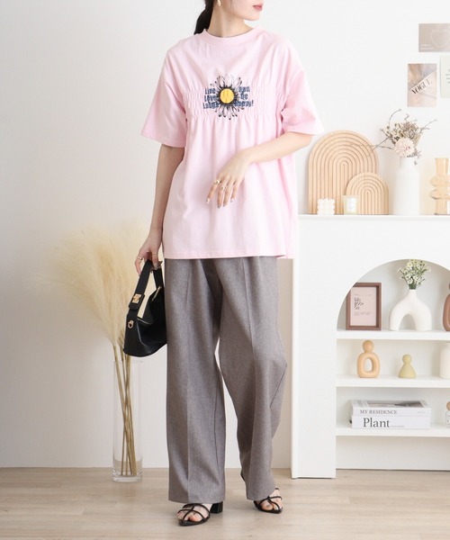 Arinomama(アリノママ)の「USAコットン シャーリングフラワー&ロゴT(Tシャツ/カットソー・レディース・チャコールグレー/アイボリー/ライトピンク/ライトブルー・FREE)」の20枚目の写真