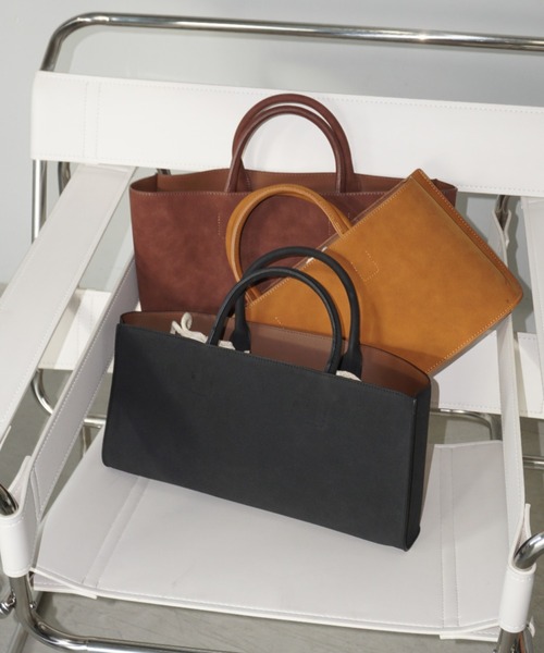 chuclla(チュクラ)の「スエードライク スクエアトート cha25s003(ハンドバッグ・レディース・ブラック/ブラウン/キャメル・FREE)」の11枚目の写真