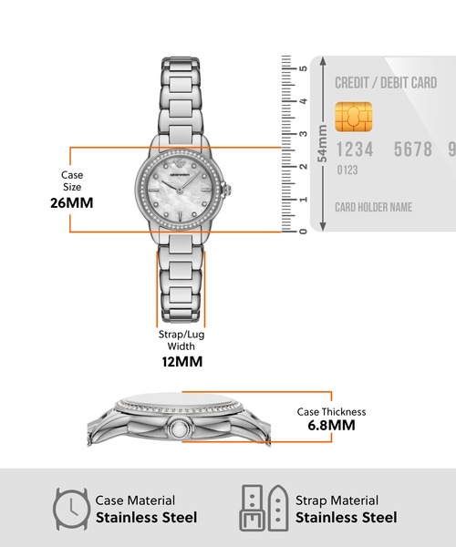EMPORIO ARMANI(エンポリオアルマーニ)の「エンポリオ・アルマーニ 腕時計 レディース アナログ ステンレス AR11669(アナログ腕時計・レディース・シルバー・FREE)」の7枚目の写真