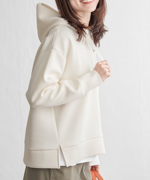 ikka（イッカ）の「【親子コーデ】GOKU楽ダンボールフードパーカー（パーカー・レディース・ベージュ/ネイビー/オフホワイト/オレンジ/ミント・S/M/L）」の2枚目の写真