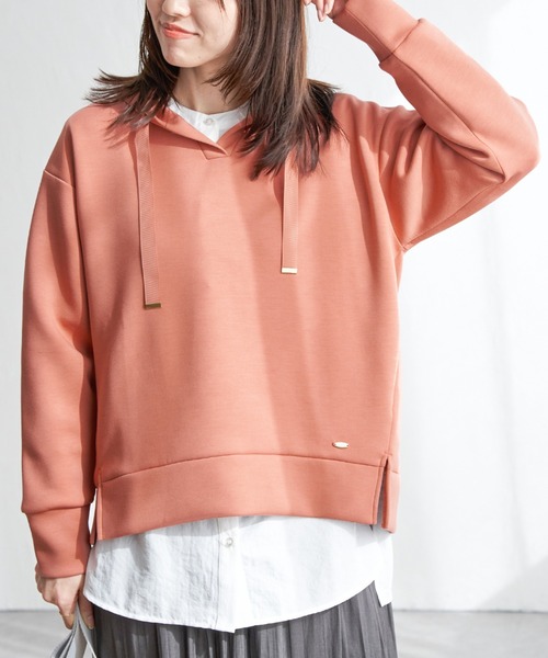 ikka（イッカ）の「【親子コーデ】GOKU楽ダンボールフードパーカー（パーカー・レディース・ベージュ/ネイビー/オフホワイト/オレンジ/ミント・S/M/L）」の5枚目の写真