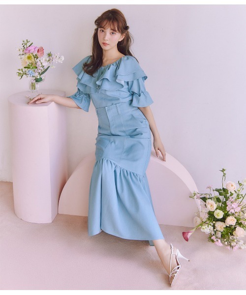 PEACH JOHN（ピーチジョン）の「オフショルデニム風ブラウス（シャツ/ブラウス・レディース・ネイビー/ライトブルー/ブルー・ONE SIZE）」の5枚目の写真