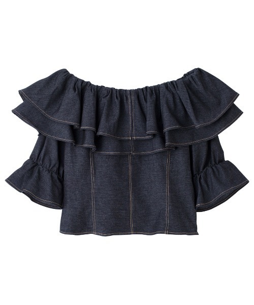 PEACH JOHN（ピーチジョン）の「オフショルデニム風ブラウス（シャツ/ブラウス・レディース・ネイビー/ライトブルー/ブルー・ONE SIZE）」の19枚目の写真