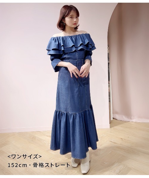 PEACH JOHN（ピーチジョン）の「オフショルデニム風ブラウス（シャツ/ブラウス・レディース・ネイビー/ライトブルー/ブルー・ONE SIZE）」の10枚目の写真