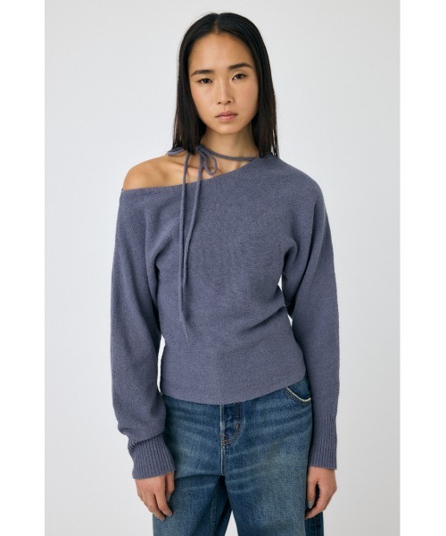 MOUSSY（マウジー）の「ONE SHOULDER ニットトップス（ニット/セーター・レディース・オフホワイト/ブルー/ブラウン・FREE）」の4枚目の写真
