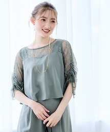 カーディガン 「組み合わせ自由」「結婚式」プチハイネックスカラレース半袖ボレロブラウス レディース プチハイネックスカラレース半袖ボレロブラウス - 12Twelve