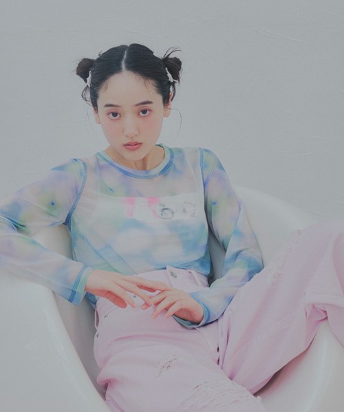 セール】【Lizii Lin】キャットシアーカットソー（Tシャツ