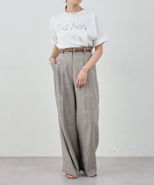 SHENERY（シーナリー）の「《涼しいリネン素材》ラメリネンストライプパンツ（その他パンツ・レディース・グレー/ベージュ・36/38）」の3枚目の写真