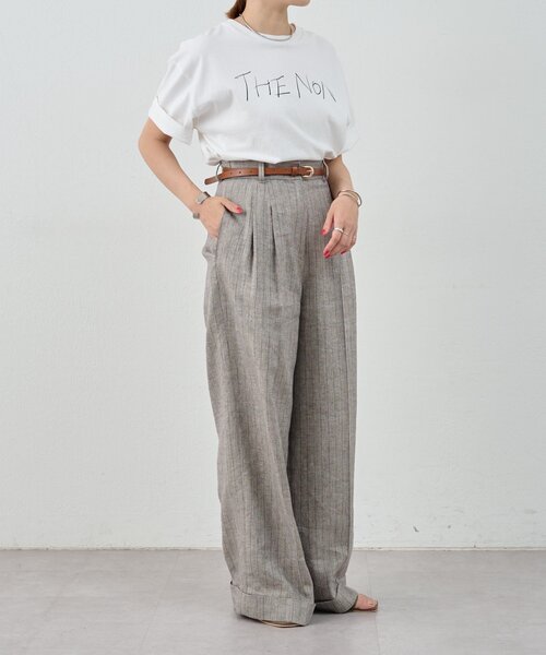 SHENERY（シーナリー）の「《涼しいリネン素材》ラメリネンストライプパンツ（その他パンツ・レディース・グレー/ベージュ・36/38）」の9枚目の写真