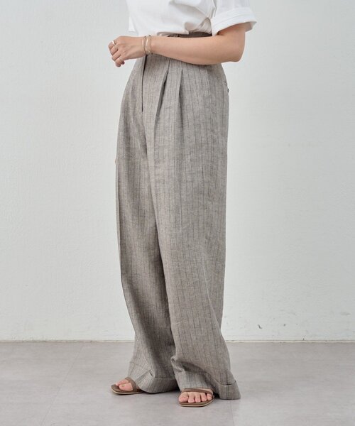 SHENERY（シーナリー）の「《涼しいリネン素材》ラメリネンストライプパンツ（その他パンツ・レディース・グレー/ベージュ・36/38）」の12枚目の写真