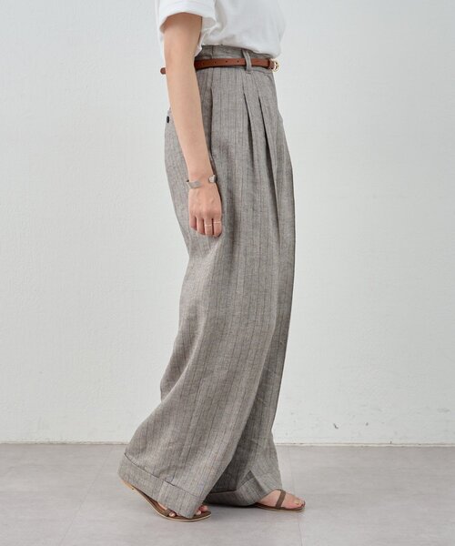 SHENERY（シーナリー）の「《涼しいリネン素材》ラメリネンストライプパンツ（その他パンツ・レディース・グレー/ベージュ・36/38）」の15枚目の写真