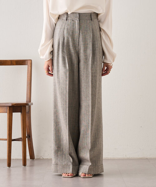 SHENERY（シーナリー）の「《涼しいリネン素材》ラメリネンストライプパンツ（その他パンツ・レディース・グレー/ベージュ・36/38）」の17枚目の写真