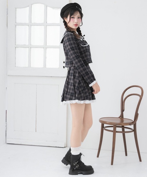 DearMyLoveRose(ディアマイラブローズ)の「丸襟レースセーラーセットアップ【大きいサイズ有り】(セットアップ・レディース・ネイビー/ライトブルー/ブラック/ライトベージュ/グレー・LL/LARGE/MEDIUM/SMALL/3L)」の7枚目の写真