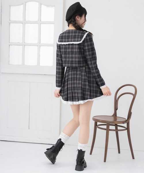 DearMyLoveRose(ディアマイラブローズ)の「丸襟レースセーラーセットアップ【大きいサイズ有り】(セットアップ・レディース・ネイビー/ライトブルー/ブラック/ライトベージュ/グレー・LL/LARGE/MEDIUM/SMALL/3L)」の8枚目の写真