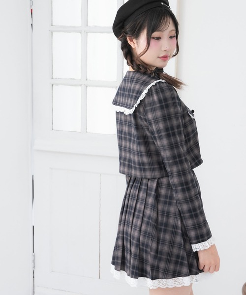 DearMyLoveRose(ディアマイラブローズ)の「丸襟レースセーラーセットアップ【大きいサイズ有り】(セットアップ・レディース・ネイビー/ライトブルー/ブラック/ライトベージュ/グレー・LL/LARGE/MEDIUM/SMALL/3L)」の9枚目の写真