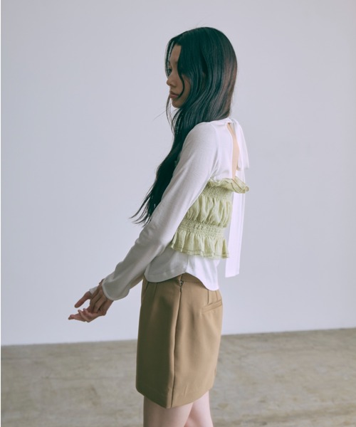 EN NEUME(エンノイム)の「Back Open Ribbon Tops(Tシャツ/カットソー・レディース・ブルー/アイボリー/ブラック・FREE)」の11枚目の写真