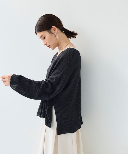 CROSS FUNCTION（クロスファンクション）の「《洗える》エブ楽 ルーズクラフトニットプルオーバー【CF/クロスファンクション】（ニット/セーター・レディース・イエロー/ホワイト/チャコールグレー・L/M/LL）」の8枚目の写真