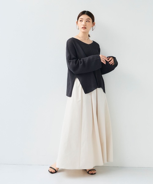 CROSS FUNCTION（クロスファンクション）の「《洗える》エブ楽 ルーズクラフトニットプルオーバー【CF/クロスファンクション】（ニット/セーター・レディース・イエロー/ホワイト/チャコールグレー・L/M/LL）」の9枚目の写真