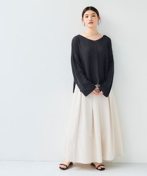 CROSS FUNCTION（クロスファンクション）の「《洗える》エブ楽 ルーズクラフトニットプルオーバー【CF/クロスファンクション】（ニット/セーター・レディース・イエロー/ホワイト/チャコールグレー・L/M/LL）」の10枚目の写真