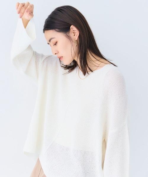CROSS FUNCTION（クロスファンクション）の「《洗える》エブ楽 ルーズクラフトニットプルオーバー【CF/クロスファンクション】（ニット/セーター・レディース・イエロー/ホワイト/チャコールグレー・L/M/LL）」の14枚目の写真
