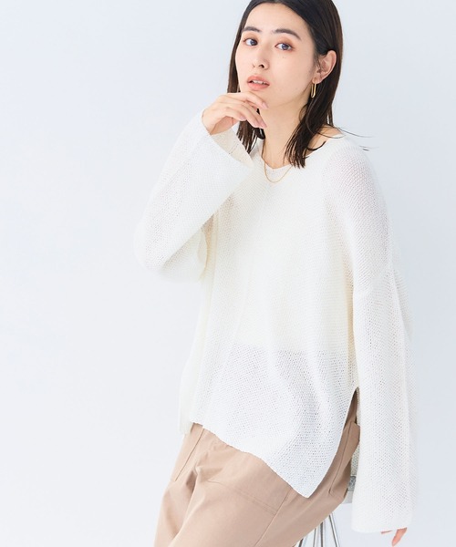 CROSS FUNCTION（クロスファンクション）の「《洗える》エブ楽 ルーズクラフトニットプルオーバー【CF/クロスファンクション】（ニット/セーター・レディース・イエロー/ホワイト/チャコールグレー・L/M/LL）」の15枚目の写真