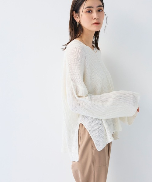 CROSS FUNCTION（クロスファンクション）の「《洗える》エブ楽 ルーズクラフトニットプルオーバー【CF/クロスファンクション】（ニット/セーター・レディース・イエロー/ホワイト/チャコールグレー・L/M/LL）」の13枚目の写真