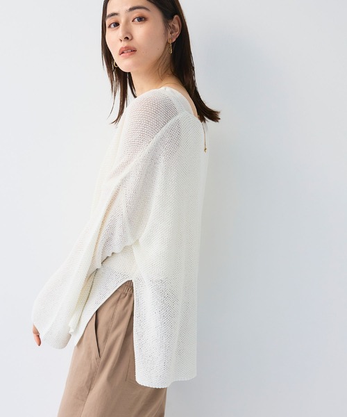 CROSS FUNCTION（クロスファンクション）の「《洗える》エブ楽 ルーズクラフトニットプルオーバー【CF/クロスファンクション】（ニット/セーター・レディース・イエロー/ホワイト/チャコールグレー・L/M/LL）」の12枚目の写真