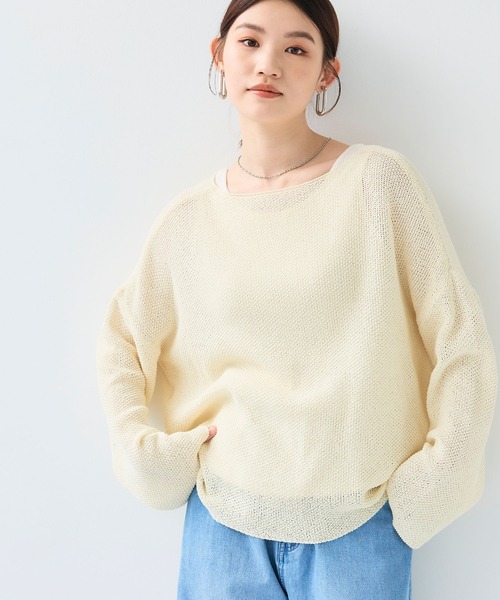 CROSS FUNCTION（クロスファンクション）の「《洗える》エブ楽 ルーズクラフトニットプルオーバー【CF/クロスファンクション】（ニット/セーター・レディース・イエロー/ホワイト/チャコールグレー・L/M/LL）」の22枚目の写真