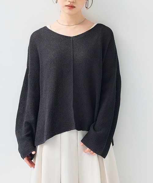 CROSS FUNCTION（クロスファンクション）の「《洗える》エブ楽 ルーズクラフトニットプルオーバー【CF/クロスファンクション】（ニット/セーター・レディース・イエロー/ホワイト/チャコールグレー・L/M/LL）」の4枚目の写真