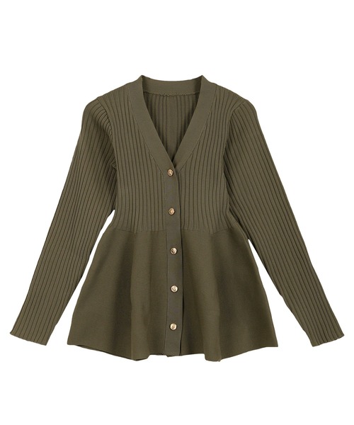 Vネックペプラムリブカーディガン（カーディガン/ボレロ）｜KOBE