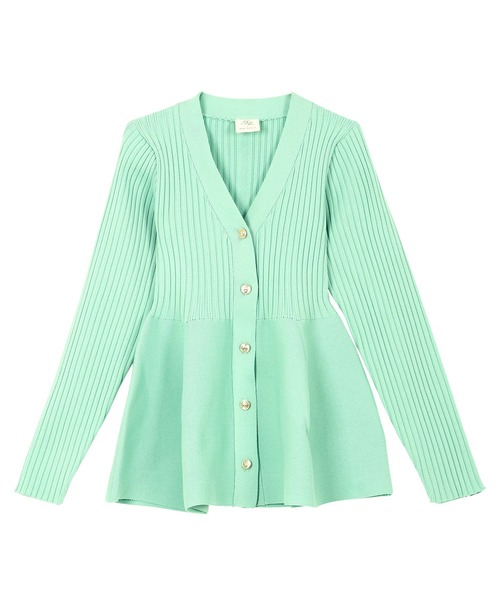 KOBE LETTUCE（コウベレタス）の「Vネックペプラムリブカーディガン（カーディガン/ボレロ・レディース・ネイビー/ホワイト/ピンク/ブラック/ブルー/ネイビー系/アイボリー/カーキ/ボルドー/ピンク系/ミント/グレー系・M）」の14枚目の写真