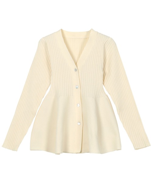 KOBE LETTUCE（コウベレタス）の「Vネックペプラムリブカーディガン（カーディガン/ボレロ・レディース・ネイビー/ホワイト/ピンク/ブラック/ブルー/ネイビー系/アイボリー/カーキ/ボルドー/ピンク系/ミント/グレー系・M）」の21枚目の写真